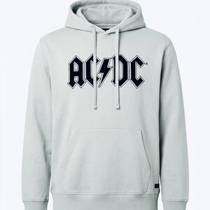 Lucky Brand AC/DC Hoodie Sweatshirt Light Gray Band Logo Graphic Size Large